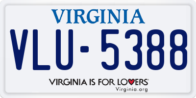 VA license plate VLU5388
