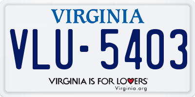 VA license plate VLU5403