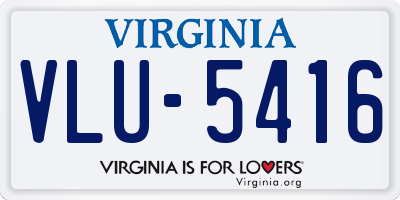 VA license plate VLU5416