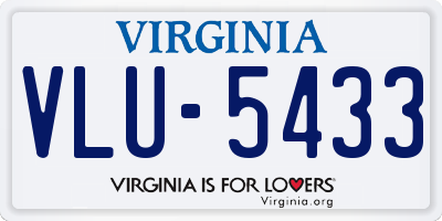 VA license plate VLU5433