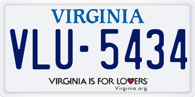 VA license plate VLU5434