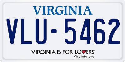 VA license plate VLU5462