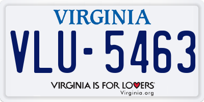 VA license plate VLU5463