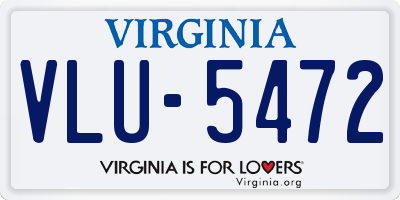 VA license plate VLU5472
