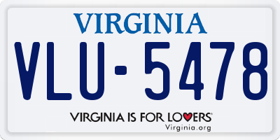 VA license plate VLU5478