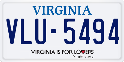 VA license plate VLU5494