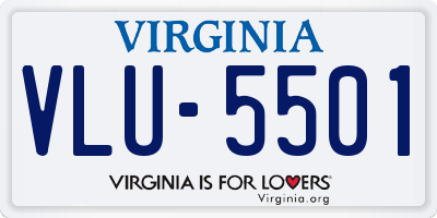 VA license plate VLU5501