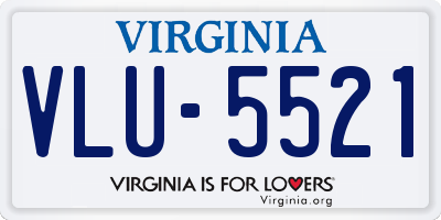 VA license plate VLU5521