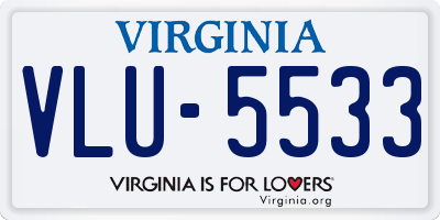VA license plate VLU5533