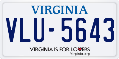VA license plate VLU5643