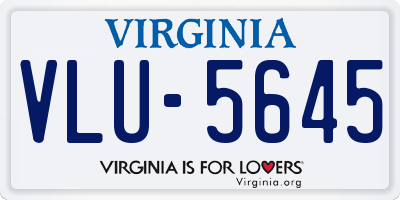 VA license plate VLU5645