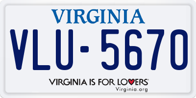 VA license plate VLU5670