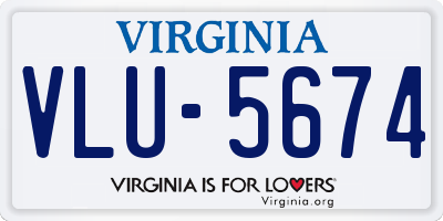 VA license plate VLU5674