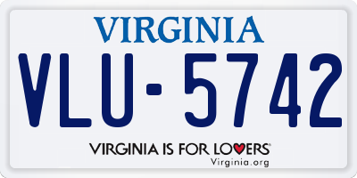 VA license plate VLU5742