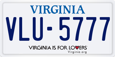 VA license plate VLU5777