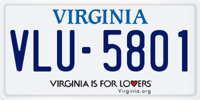 VA license plate VLU5801