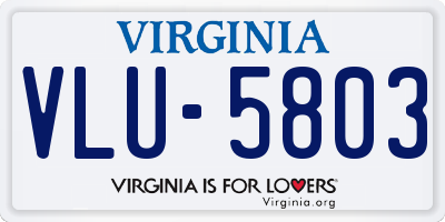 VA license plate VLU5803