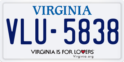 VA license plate VLU5838
