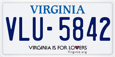 VA license plate VLU5842