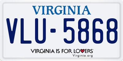 VA license plate VLU5868