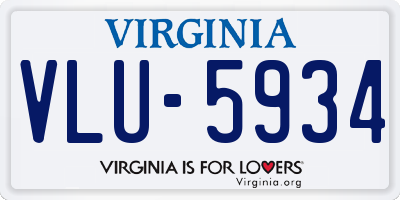 VA license plate VLU5934