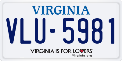 VA license plate VLU5981