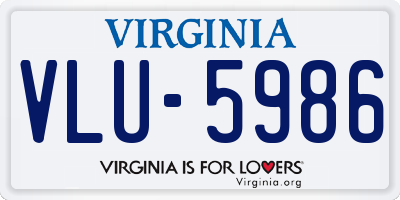 VA license plate VLU5986