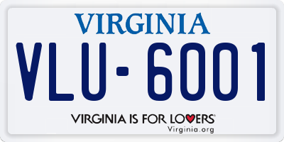 VA license plate VLU6001