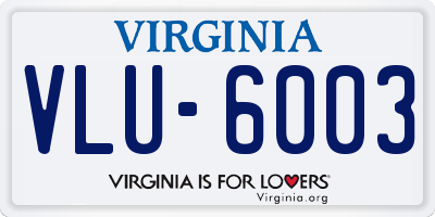 VA license plate VLU6003