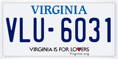 VA license plate VLU6031