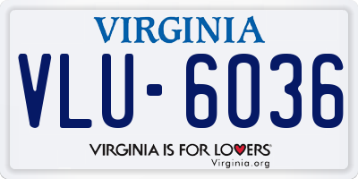 VA license plate VLU6036