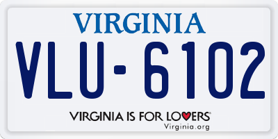 VA license plate VLU6102