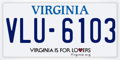 VA license plate VLU6103