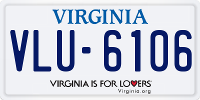 VA license plate VLU6106