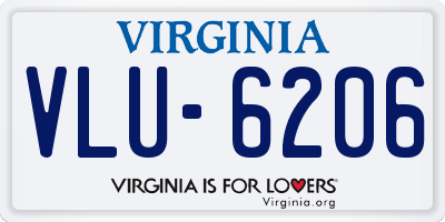 VA license plate VLU6206