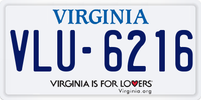 VA license plate VLU6216