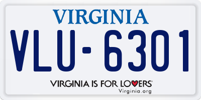 VA license plate VLU6301