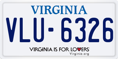 VA license plate VLU6326