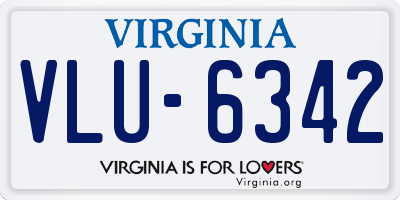 VA license plate VLU6342