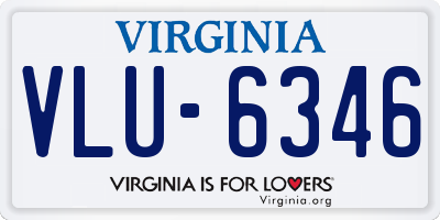 VA license plate VLU6346
