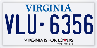 VA license plate VLU6356