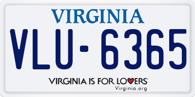 VA license plate VLU6365