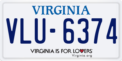 VA license plate VLU6374