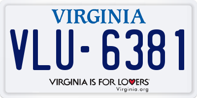 VA license plate VLU6381