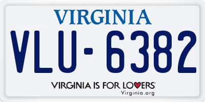 VA license plate VLU6382