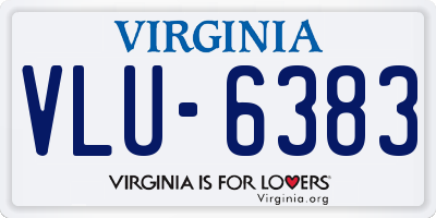 VA license plate VLU6383