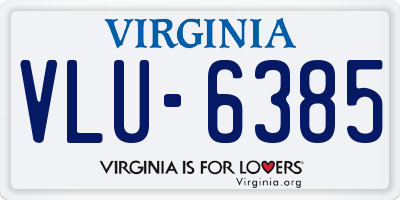 VA license plate VLU6385