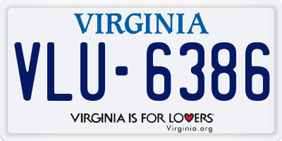 VA license plate VLU6386