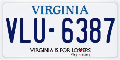 VA license plate VLU6387