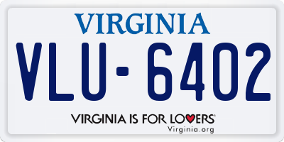 VA license plate VLU6402